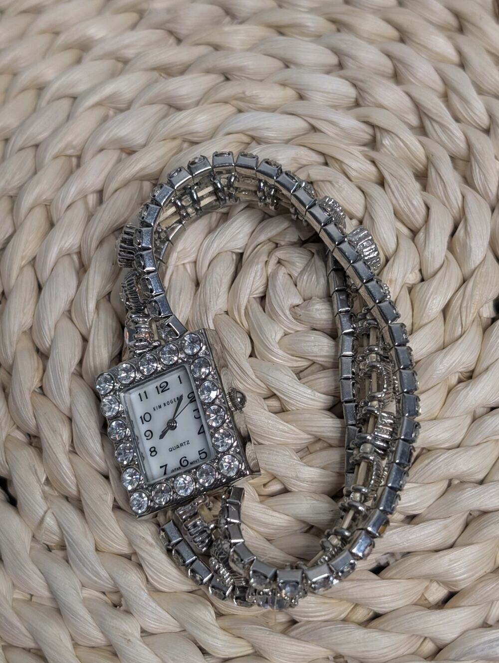 Women's Silver Tone and Rhinestone Watch By Kim Rogers with Jewelry Box